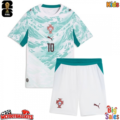 Portugal Bernardo Silva #10 Replica Away Stadium Kit for Kids World Cup 2026 Short Sleeve (+ pants)